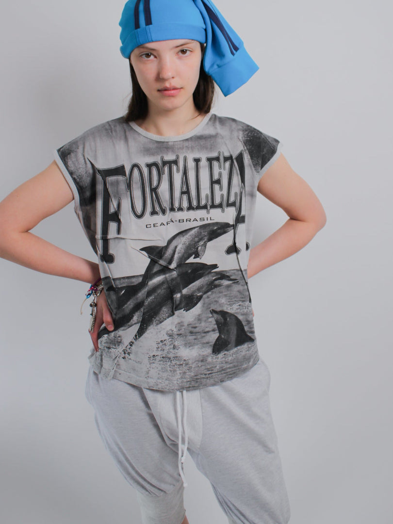 CREASED TANK GREY