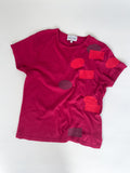 PATCHING THINGS UP T-SHIRT IN DARK RED