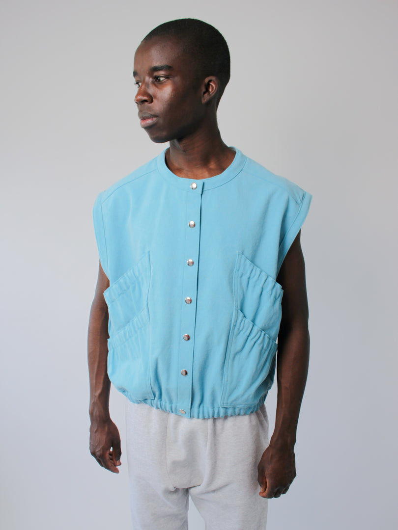 BIG POCKET VEST POOL BLUE