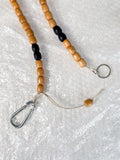 Heavy-duty metal carabiner on handmade beaded crossbody keyring