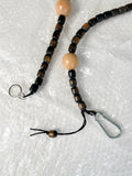 Heavy-duty metal carabiner on handmade beaded crossbody keyring