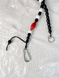 Heavy-duty metal carabiner on handmade beaded crossbody keyring