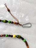 Heavy-duty metal carabiner on handmade beaded crossbody keyring