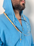 Handmade wooden bead glasses chain worn around the neck