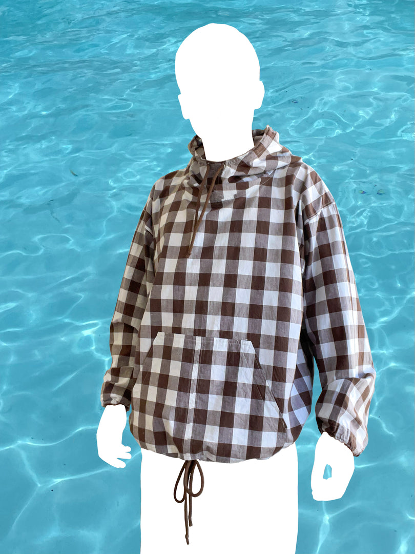 HOODIE CHECK BROWN