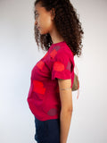 PATCHING THINGS UP T-SHIRT IN DARK RED